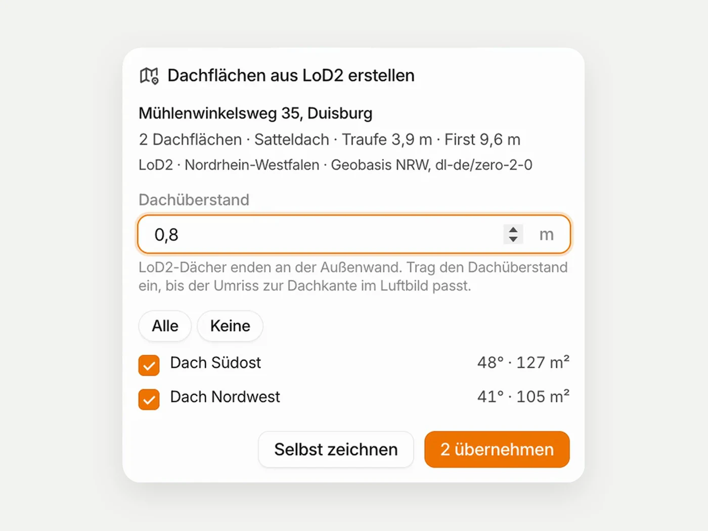 Dachflächen aus LoD2 erstellen